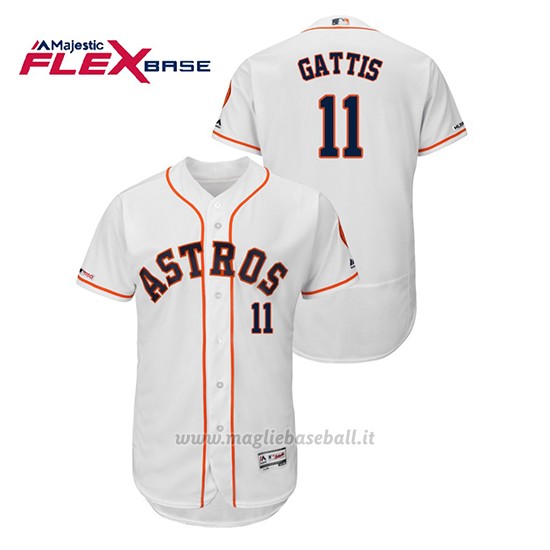 Maglia Baseball Uomo Houston Astros Evan Gattis 150th Aniversario Patch Flex Base Bianco